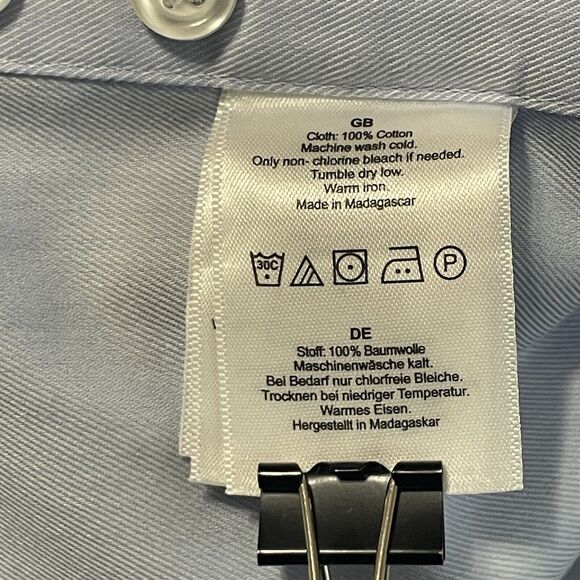 NWT T.M. Lewin London Fitted LS Button Up Oxford Shirt Light Blue Size 16.5 Men - Picture 6 of 9